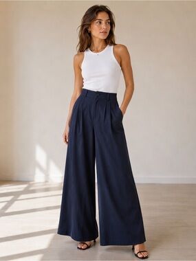 Zara Wide-Leg Pleated Culottes — Size S